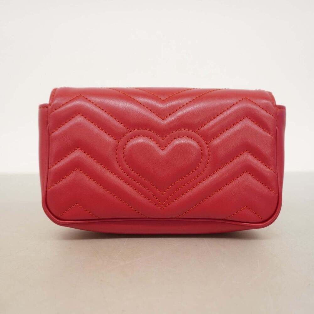 GUCCI Red Leather GG Marmont Shoulder Bag - Picture 8 of 8